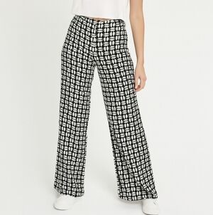 Bar III Black White Geometric Wide-Leg Palazzo Pants Retro Mod Boho Chic S